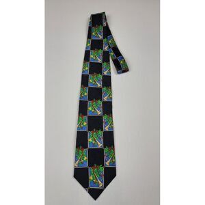 Hallmark Holiday Tradition‎ Christmas Mens Neck Tie. Vtg 100% Silk French Horns
